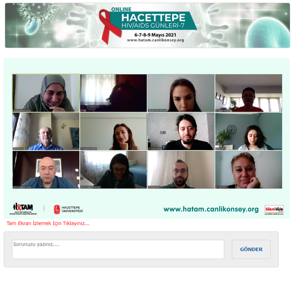 Hacettepe HIV/AIDS Tedavi ve Araştırma Merkezi (HATAM) tarafından düzenlenen, BİLİMSEL BİLİŞİM E-KONGRE MODÜLÜ ile online olarak gerçekleştirilen “HACETTEPE HIV/AIDS GÜNLERİ-7” toplantısının 4. paneli Dr. Öğr. Üyesi Meliha Çağla SÖNMEZER’in moderatörlüğünde, Doç. Dr. Tülin DEMİR’in “Örneklerle HIV Tanı ve Takibinde Kullanılan Testler” başlıklı sunumuyla gerçekleşti.
“Katılımcıların Vaka Sunumları” başlıklı 5. panelde Prof. Dr. Serhat ÜNAL’ın moderatörlüğünde, katılımcılarımızdan gelen vakaların sunumları yapıldıktan sonra sunulan vakalar hakkında konuşmacılarımız ile birlikte tartışıldı.
Katılımcılarımız ve konuşmacılarımıza toplantımızın 4. gününe aktif görüntülü katılımları nedeniyle teşekkür ediyoruz.
www.hatam.canlikonsey.org
www.hivpozitifve.org
